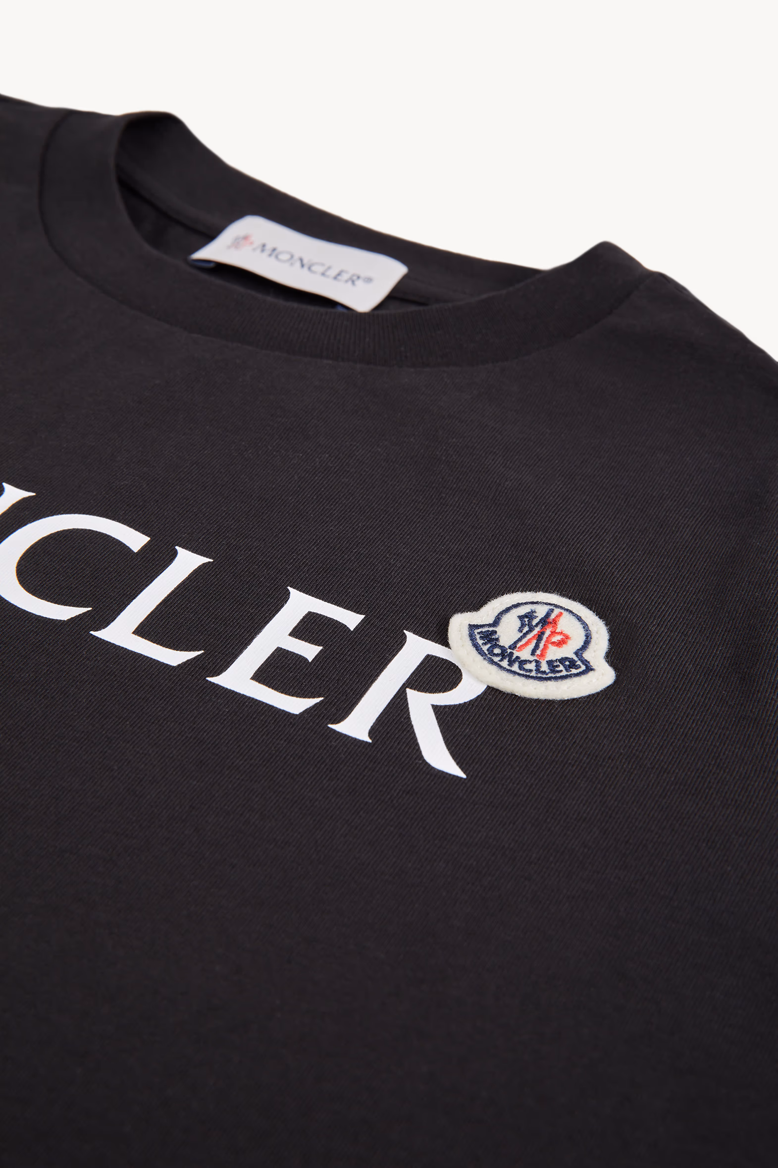 Logo Cotton T-Shirt Boy Black Moncler 5